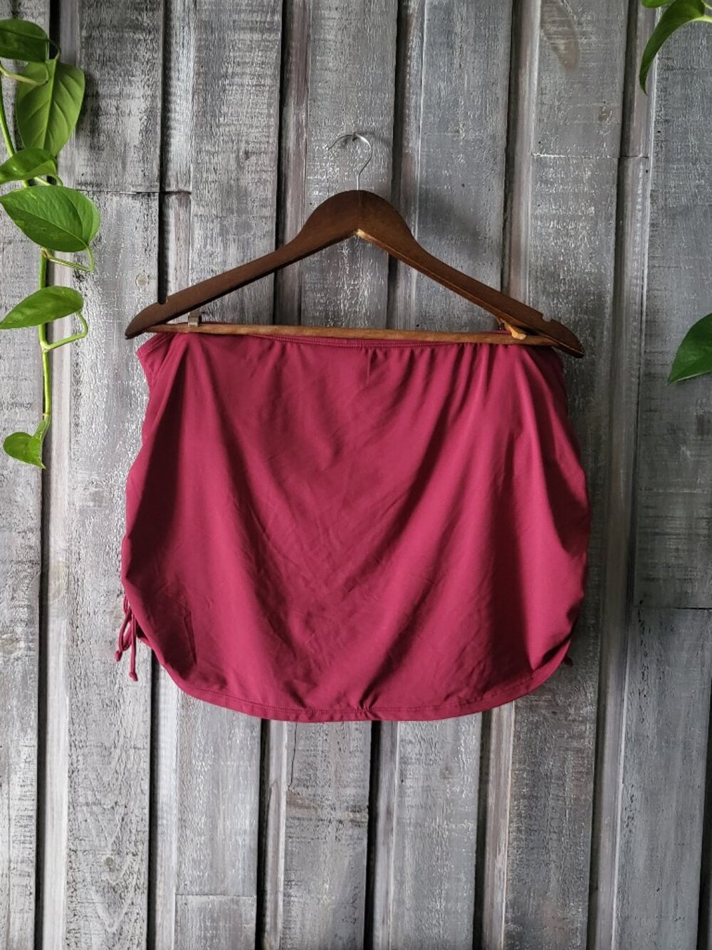 Maroon Ruched Swim Skirt Bikini Bottom 16 - Picture 2 of 10